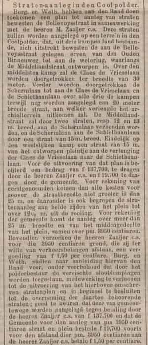 Artikel 'Straten-aanleg in den Coolpolder.' uit  van  dec 
