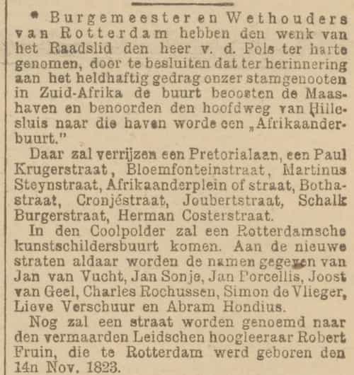Artikel 'Burgemeester en Wethouders van Rotterdam' uit De Maasbode van 10 mrt 1900