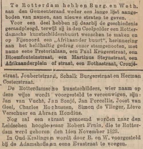 Artikel 'Te Rotterdam hebben Burgemeester en Wethouders' uit De Maasbode van 10 mrt 1900