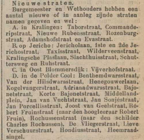 Artikel 'Nieuwe straten.' uit  van  dec 
