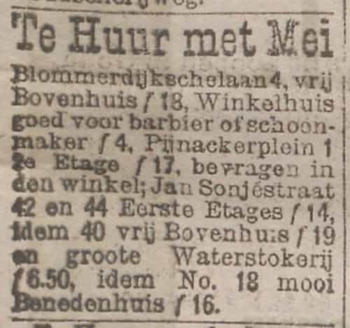 Artikel 'Te Huur met Mei' uit Rotterdamsch nieuwsblad van 2 mei 1904
