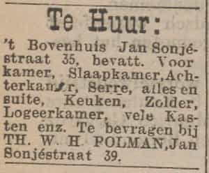 Artikel 'Te Huur:' uit Rotterdamsch nieuwsblad van 2 mei 1904
