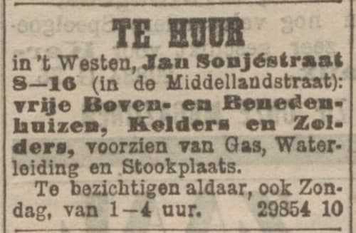 Artikel 'Te huur' uit Rotterdamsch nieuwsblad van 2 mei 1904

