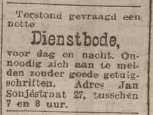 Artikel 'Dienstbode,' uit  van  dec 

