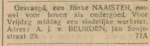 Artikel 'naaister,' uit  van  dec 
