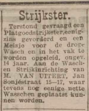 Artikel 'Strijkster.' uit  van  dec 
