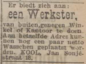 Artikel 'een Werkster,' uit  van  dec 
