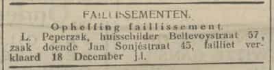 Artikel 'Faillissementen.' uit  van  dec 
