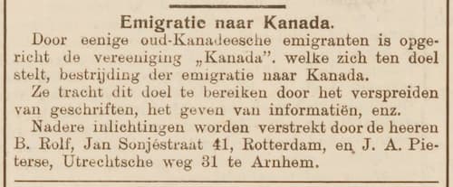 Artikel 'Emigratie naar Kanada.' uit  van  dec 
