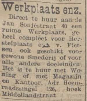 Artikel 'Werkplaats enzovoort' uit Rotterdamsch nieuwsblad van 2 mei 1904
