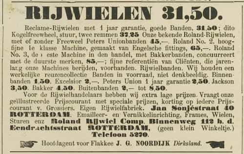 Artikel 'Rijwielen 31,50.' uit Rotterdamsch nieuwsblad van 2 mei 1904
