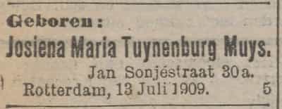 Artikel 'Josiena Maria Tuynenburg Muys.' uit Het Rotterdamsch parool van 6 feb 1964
