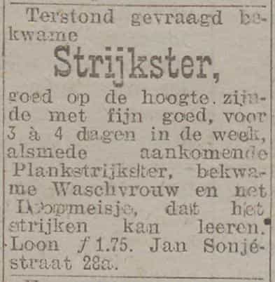 Artikel 'Strijkster,' uit De Maasbode van 5 jun 1948
