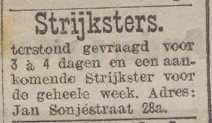 Artikel 'Strijksters.' uit Rotterdamsch nieuwsblad van 16 mrt 1910