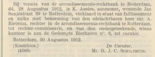 Artikel 'Gerechtelijke aankondigingen.' uit  van  dec 
