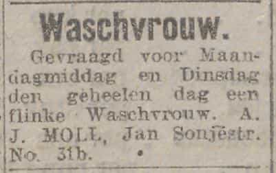 Artikel 'Waschvrouw.' uit Rotterdamsch nieuwsblad van 27 apr 1915