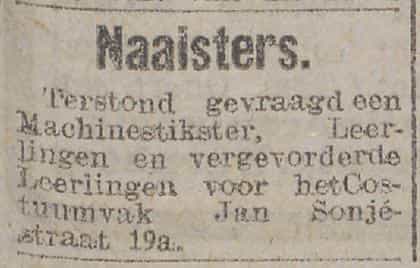 Artikel 'Naaisters.' uit Rotterdamsch nieuwsblad van 7 jun 1913