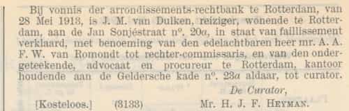 Artikel 'Gerechtelijke aankondigingen.' uit  van  dec 
