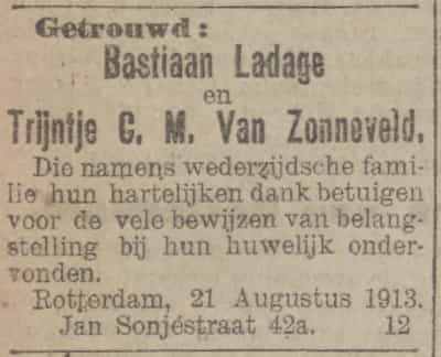 Artikel 'Bastiaan Ladage en Trijntje G.M. van Zonneveld.' uit  van  dec 
