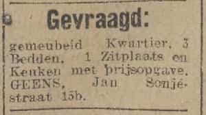 Artikel 'Gevraagd:' uit Rotterdamsch nieuwsblad van 2 mei 1904
