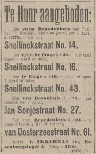 Artikel 'Te Huur aangeboden' uit Rotterdamsch nieuwsblad van 2 mei 1904
