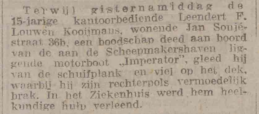 Artikel 'Terwijl gisternamiddag de' uit Rotterdamsch nieuwsblad van 1 okt 1915