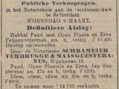 Artikel 'Publieke Verkoopingen.' uit Rotterdamsch nieuwsblad van 2 mei 1904
