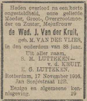 Artikel 'de Weduwe J. van der Kruit,' uit  van  dec 
