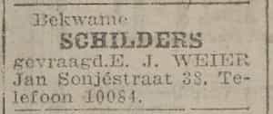 Artikel 'schilders' uit De Maasbode van 28 okt 1926
