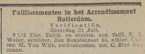 Artikel 'Faillissementen in het Arrondissement Rotterdam.' uit De Maasbode van 28 okt 1926
