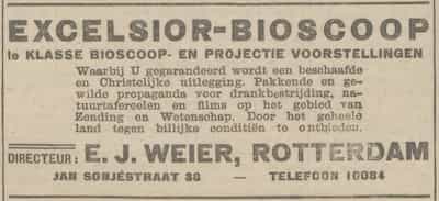 Artikel 'Excelsior-bioscoop' uit De Maasbode van 28 okt 1926
