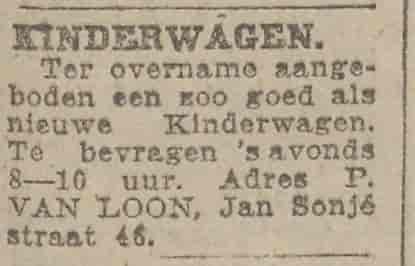 Artikel 'Kinderwagen.' uit Rotterdamsch nieuwsblad van 11 mrt 1919