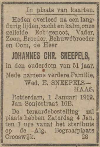 Artikel 'Johannes Chr. Sneepels,' uit  van  dec 
