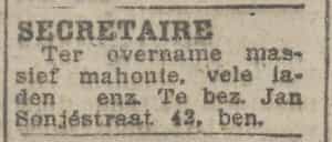 Artikel 'Secretaire' uit Algemeen Dagblad van 1 mei 1970
