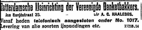 Artikel 'Rotterdamsche IJsinrichting der Vereenigde Banketbakkers.' uit De Maasbode van 28 okt 1926
