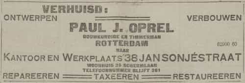 Artikel 'Paul J. Oprel' uit De Maasbode van 28 okt 1926
