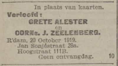 Artikel 'Grete Alester en Corns. J. Zeelenberg.' uit De Maasbode van 5 jun 1948
