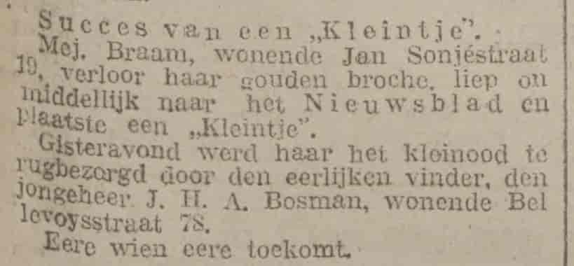 Artikel 'Succes van een „Kleintje”.' uit Rotterdamsch nieuwsblad van 19 nov 1913