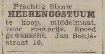 Artikel 'heerencostuum' uit Rotterdamsch nieuwsblad van 10 feb 1922