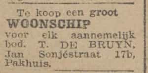 Artikel 'woonschip' uit Rotterdamsch nieuwsblad van 2 mei 1904
