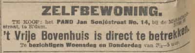 Artikel 'Zelfbewoning.' uit Rotterdamsch nieuwsblad van 2 mei 1904
