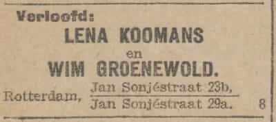 Artikel 'Lena Koomans en Wim Groenewold.' uit Algemeen Dagblad van 18 mrt 1976
