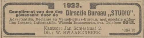 Artikel 'Directie Bureau „Studio”.' uit  van  dec 

