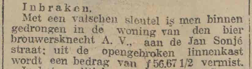 Artikel 'Inbraken.' uit Voorwaarts van 5 jun 1923