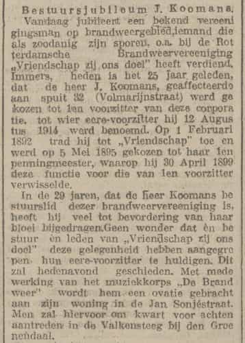 Artikel 'Bestuursjubileum J. Koomans.' uit  van  dec 
