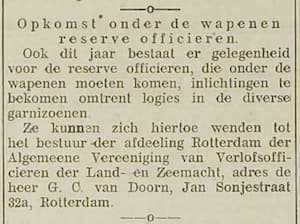 Artikel 'Opkomst onder de wapenen reserve officieren.' uit Het Rotterdamsch parool van 6 feb 1964
