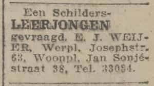 Artikel 'leerjongen' uit De Maasbode van 28 okt 1926
