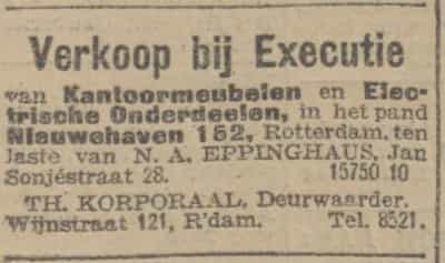 Artikel 'Verkoop bij Executie' uit De Maasbode van 5 jun 1948
