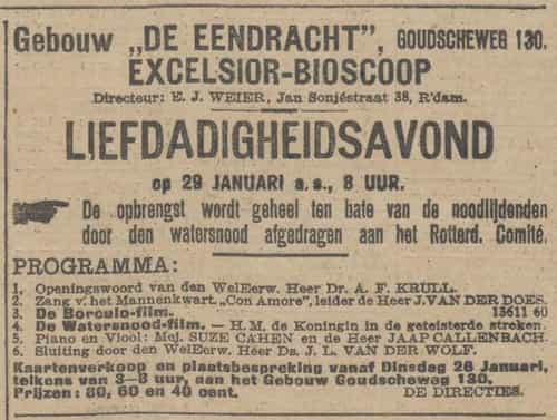 Artikel 'Liefdadigheidsavond' uit De Maasbode van 28 okt 1926
