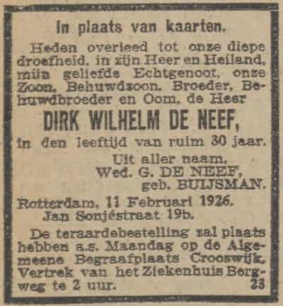 Artikel 'Dirk Wilhelm de Neef,' uit  van  dec 
